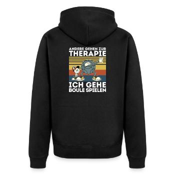 Others go to therapy boules petanque balls - Unisex Premium Organic Zip Hoodie - black - Back - Nico (187cm)