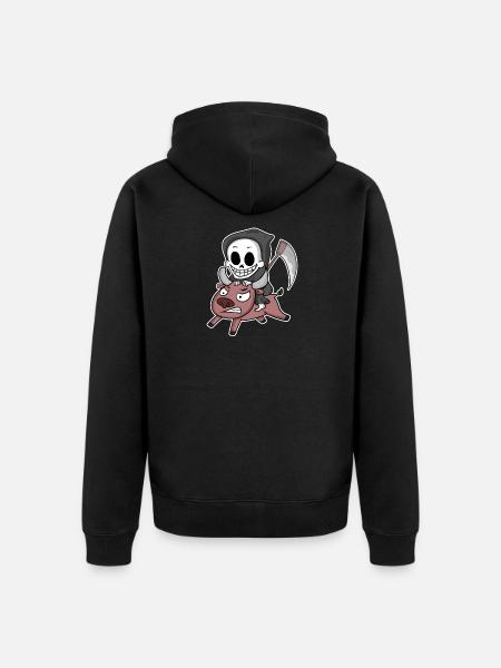 Grim Reaper Cow Motif - Unisex Premium Organic Zip Hoodie - black