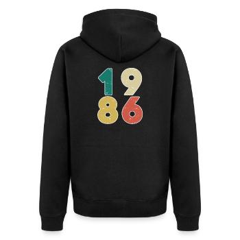 1986 - Born 1986 - Built in 1986 - Unisex Premium Organic Zip Hoodie - black - Back - Nico (187cm)
