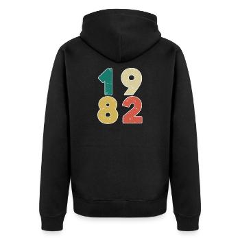 1982 - Born 1982 - Built in 1982 - Unisex Premium Organic Zip Hoodie - black - Back - Nico (187cm)