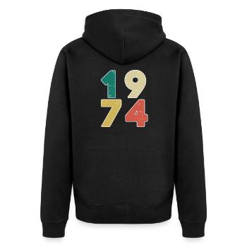 1974 - Born 1974 - Built in 1974 - Unisex Premium Organic Zip Hoodie - black - Back - Nico (187cm)