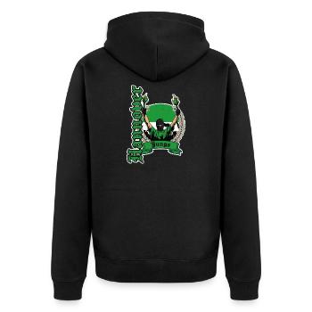 Hannover Jungs Fußball - Unisex Premium Bio Zip Hoodie - Schwarz - Hinten - Nico (187cm)