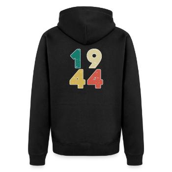 1944 - Jahrgang 1944 - Baujahr 1944 - Unisex Premium Bio Zip Hoodie - Schwarz - Hinten - Nico (187cm)