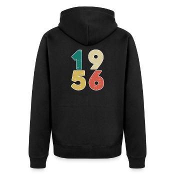 1956 - Jahrgang 1956 - Baujahr 1956 - Unisex Premium Bio Zip Hoodie - Schwarz - Hinten - Nico (187cm)