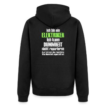 Elektriker - Unisex Premium Bio Zip Hoodie - Schwarz - Hinten - Nico (187cm)