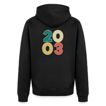 2003 - Year 2003 - Year of construction 2003 - Unisex Premium Organic Zip Hoodie - black - Back - Nico (187cm)