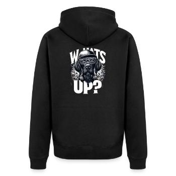 Gangster allemand à poil dur What’s Up Dog Gesche - Veste à capuche bio Premium Unisexe - noir - Dos - Nico (187cm)