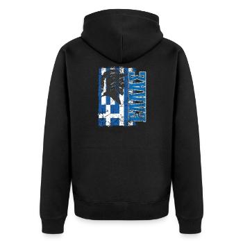 Griechenland Ellas - Unisex Premium Bio Zip Hoodie - Schwarz - Hinten - Nico (187cm)