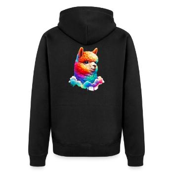 Alpaca - Unisex Premium Organic Zip Hoodie - black - Back - Nico (187cm)