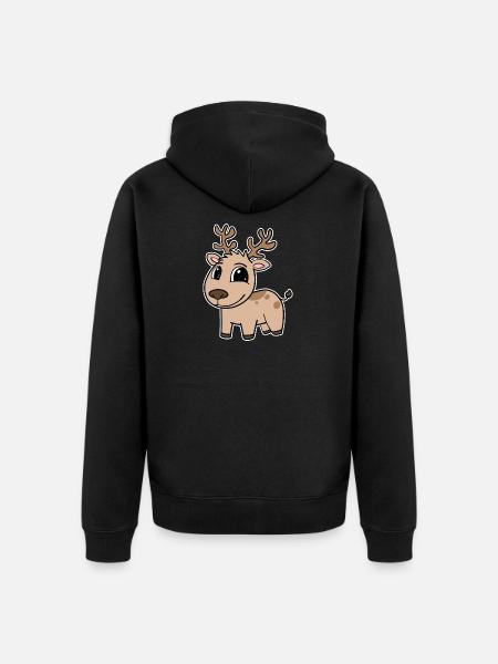 Deer Cute Kids Toddler - Unisex Premium Organic Zip Hoodie - black