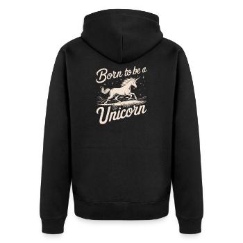 Born to Be a Unicorn - Inspirational Unicorn T-Sh - Unisex Premium Organic Zip Hoodie - black - Back - Nico (187cm)