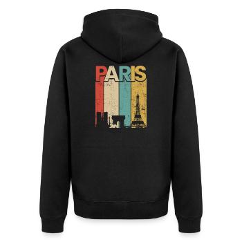 Paris Vintage Sunset Stripes - Unisex Premium Organic Zip Hoodie - black - Back - Nico (187cm)