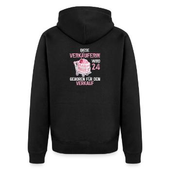 Verkäuferin 24 Geburtstag Verkaufen Beruf Spruch - Unisex Premium Bio Zip Hoodie - Schwarz - Hinten - Nico (187cm)