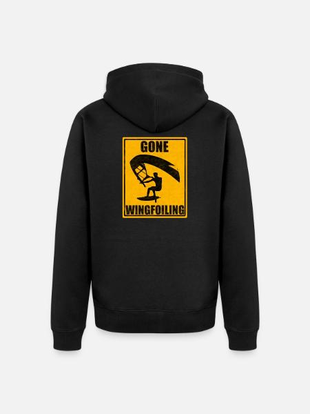 Gone Wingfoil T-shirt vintage pour amateurs de sports de surf - Veste à capuche bio Premium Unisexe - noir