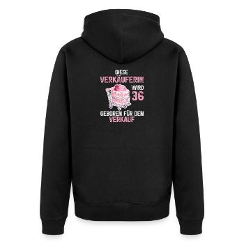 Verkäuferin 36 Geburtstag Verkaufen Beruf Spruch - Unisex Premium Bio Zip Hoodie - Schwarz - Hinten - Nico (187cm)