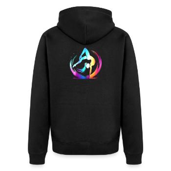 Turnerin Gymnastik Turnverein Turnen Turnsport - Unisex Premium Bio Zip Hoodie - Schwarz - Hinten - Nico (187cm)
