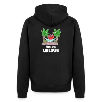 Urlaub Ferien Frei - Unisex Premium Bio Zip Hoodie - Schwarz - Hinten - Nico (187cm)