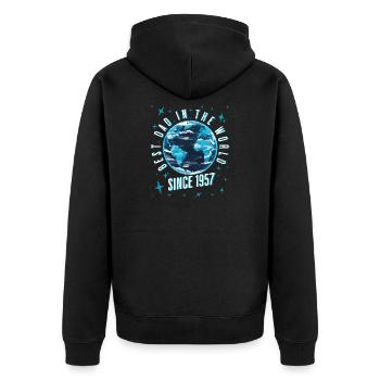 Bester Papa der Welt seit 1957 Vatertag - Unisex Premium Bio Zip Hoodie - Schwarz - Hinten - Nico (187cm)