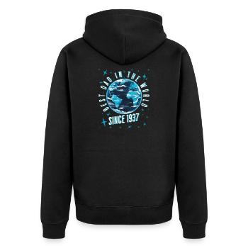 Best dad in the world since 1937 Father's Day - Unisex Premium Organic Zip Hoodie - black - Back - Nico (187cm)