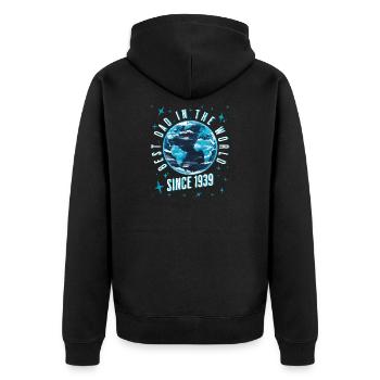 Best dad in the world since 1939 Father's Day - Unisex Premium Organic Zip Hoodie - black - Back - Nico (187cm)