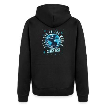 Bester Papa der Welt seit 1951 Vatertag - Unisex Premium Bio Zip Hoodie - Schwarz - Hinten - Nico (187cm)