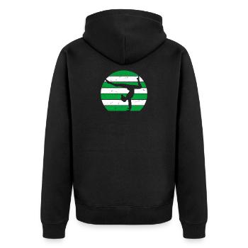 Turnerin Gymnastik Turnverein Turnen Turnsport - Unisex Premium Bio Zip Hoodie - Schwarz - Hinten - Nico (187cm)