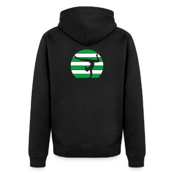 Turnerin Gymnastik Turnverein Turnen Turnsport - Unisex Premium Bio Zip Hoodie - Schwarz - Hinten - Nico (187cm)