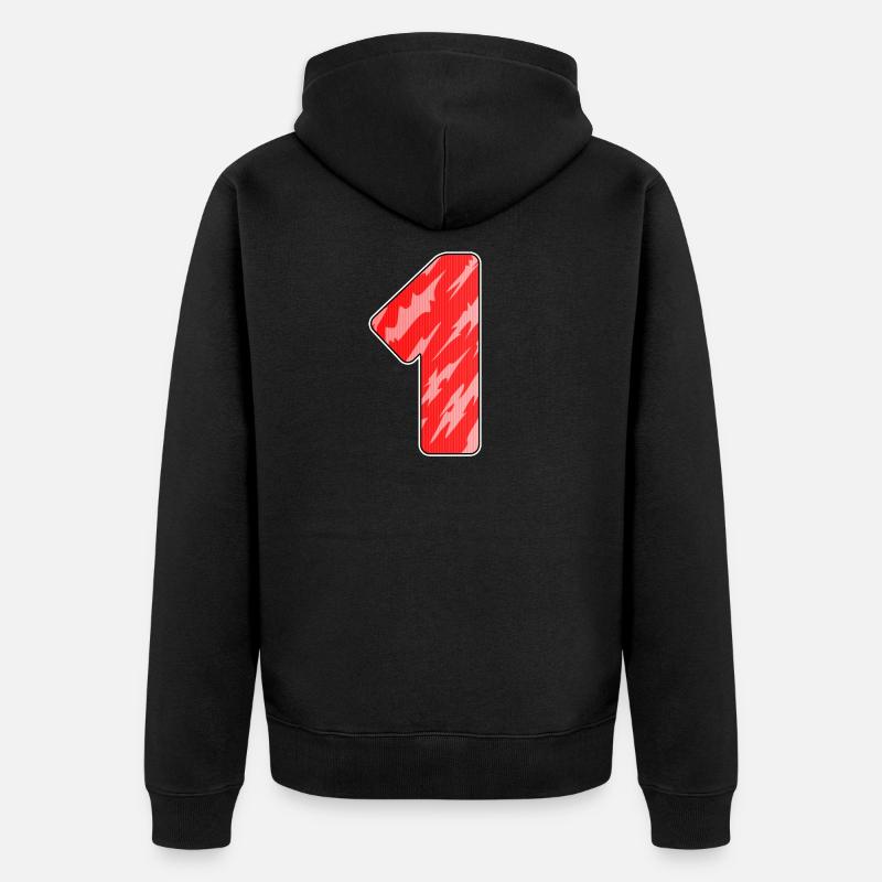 Motif rouge numéro 1 - Premier - Veste à capuche bio Premium Unisexe - noir