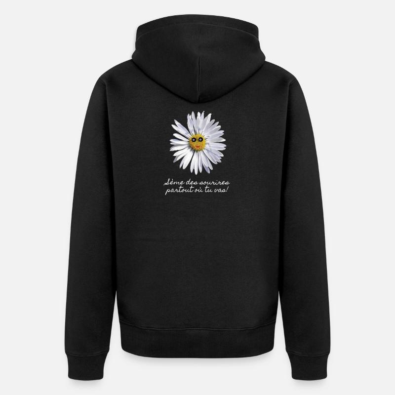 Lächelndes Gänseblümchen - Unisex Premium Bio Zip Hoodie - Schwarz