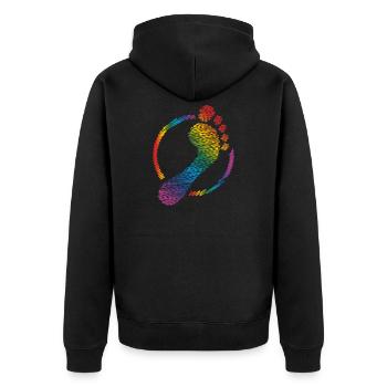 rainbow footprint rainbow footprint - Unisex Premium Organic Zip Hoodie - black - Back - Nico (187cm)