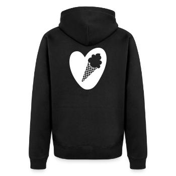 Coeur Crème Glacée Gaufre D’été Snacking Bonbons Délicieux Amour - Veste à capuche bio Premium Unisexe - noir - Dos - Nico (187cm)