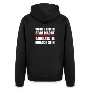 Wenn´s keinen Spaß macht  - Unisex Premium Bio Zip Hoodie - Schwarz - Hinten - Nico (187cm)