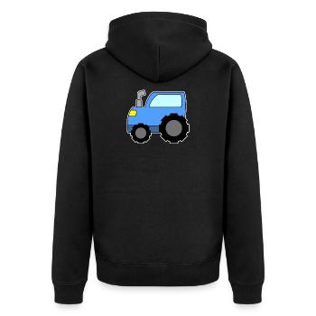 Bleu tracteur - Veste à capuche bio Premium Unisexe - noir - Dos - Nico (187cm)