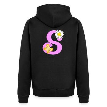 S Letter - Unisex Premium Organic Zip Hoodie - black - Back - Nico (187cm)