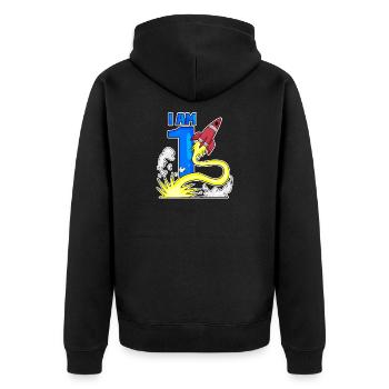 1 Jahre Geburtstag Junge Geschenk - Unisex Premium Bio Zip Hoodie - Schwarz - Hinten - Nico (187cm)