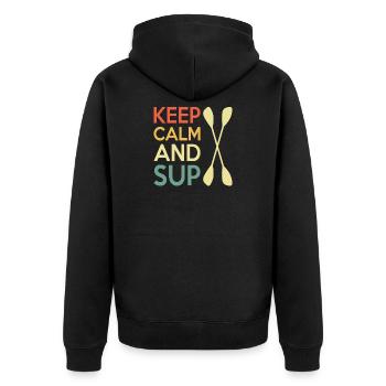 Casual Paddleboard Quote Design - Unisex Premium Organic Zip Hoodie - black - Back - Nico (187cm)