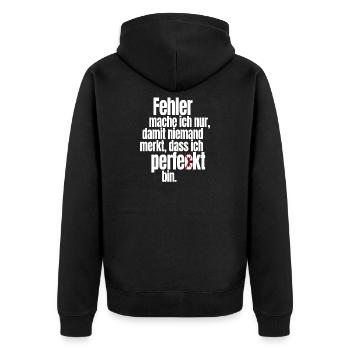 Fehler Mache Ich Nur Perfekt Selbstironie Büro - Unisex Premium Bio Zip Hoodie - Schwarz - Hinten - Nico (187cm)