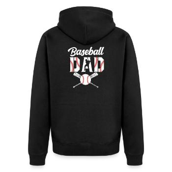 Baseball Papa Emblem T-Shirt - Unisex Premium Bio Zip Hoodie - Schwarz - Hinten - Nico (187cm)