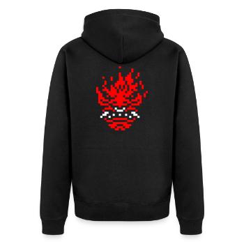 8bit pixel oni - Unisex Premium Bio Zip Hoodie - Schwarz - Hinten - Nico (187cm)