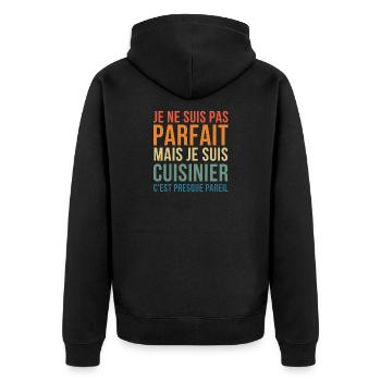 Ein perfekter Koch - Unisex Premium Bio Zip Hoodie - Schwarz - Hinten - Nico (187cm)