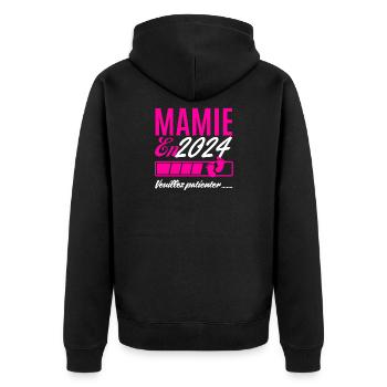 Mamie en 2024 veuillez patienter - Veste à capuche bio Premium Unisexe - noir - Dos - Nico (187cm)