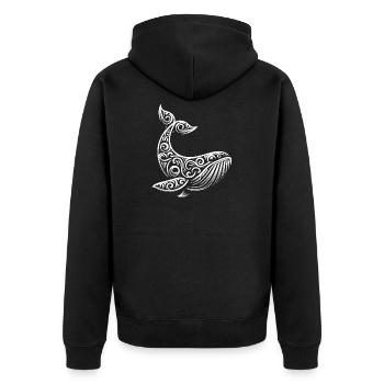 Wal Tribal Maori Buckelwal Taucher Geschenk - Unisex Premium Bio Zip Hoodie - Schwarz - Hinten - Nico (187cm)