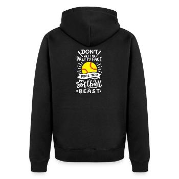 Softball Softball-Spieler - Unisex Premium Bio Zip Hoodie - Schwarz - Hinten - Nico (187cm)