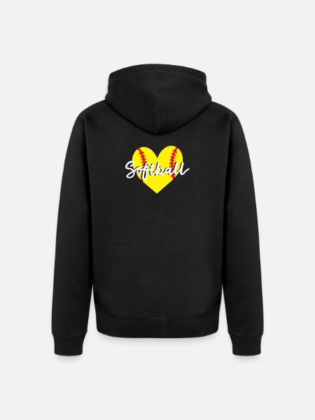 Softball Herz - Unisex Premium Bio Zip Hoodie - Schwarz
