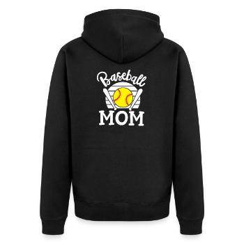 Baseball Mama - Unisex Premium Bio Zip Hoodie - Schwarz - Hinten - Nico (187cm)