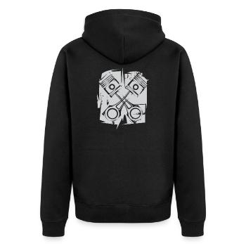v8 Piston Engine Icon Art Illustration Logo - Unisex Premium Organic Zip Hoodie - black - Back - Nico (187cm)