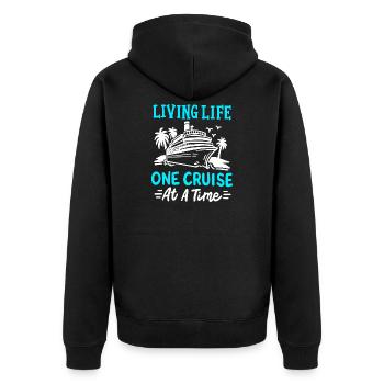Kreuzfahrt Kreuzfahrtschiff Urlaub - Unisex Premium Bio Zip Hoodie - Schwarz - Hinten - Nico (187cm)