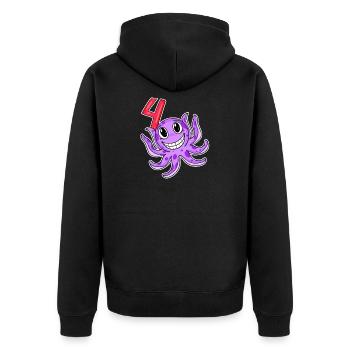 4. Geburtstag Motiv Kraken - vier Jahre alt - Unisex Premium Bio Zip Hoodie - Schwarz - Hinten - Nico (187cm)