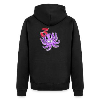 Motif 3ème anniversaire Octopus - Trois ans - Veste à capuche bio Premium Unisexe - noir - Dos - Nico (187cm)