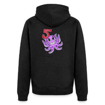 Motif 5e anniversaire Octopus - Cinq ans - Veste à capuche bio Premium Unisexe - noir - Dos - Nico (187cm)